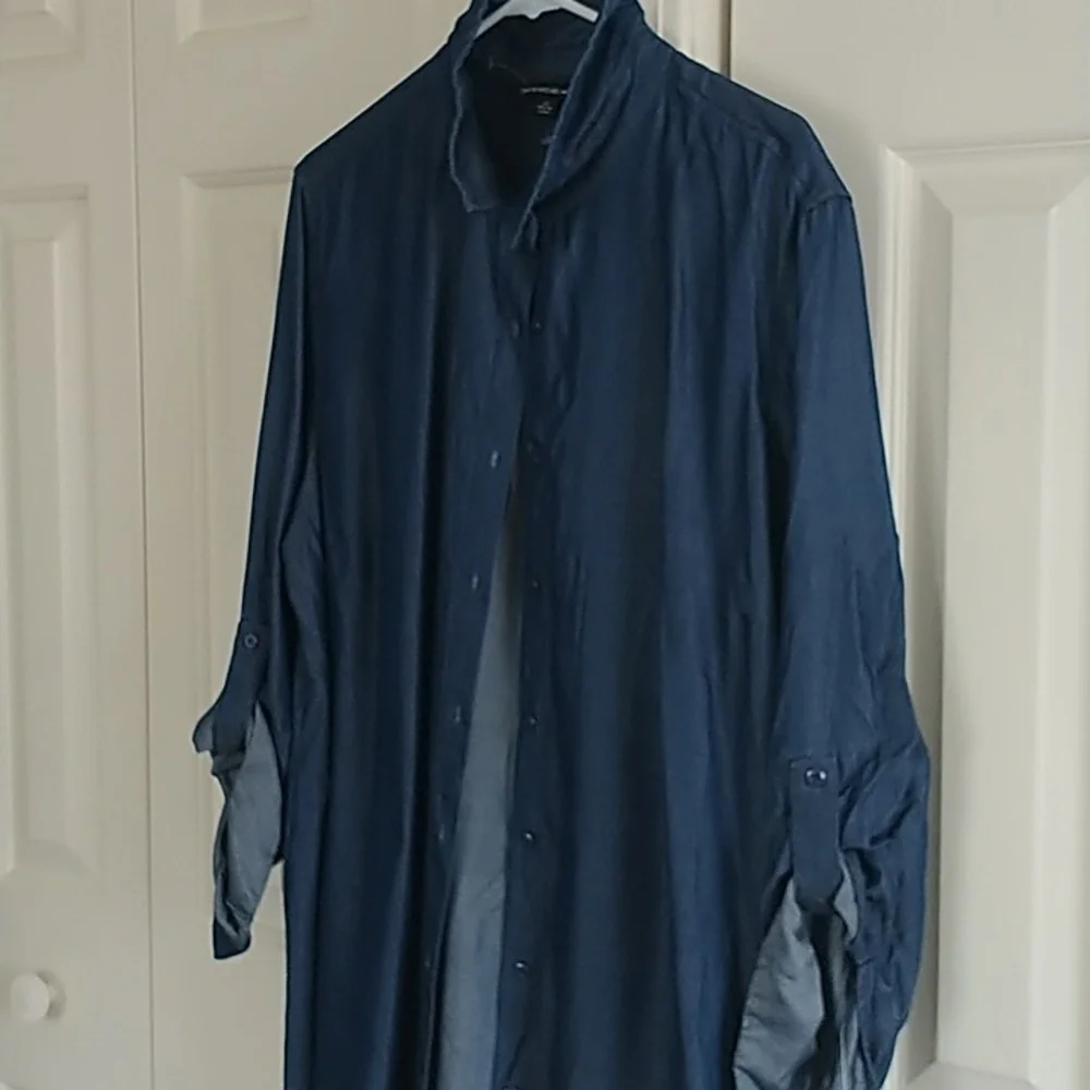 Zac & Rachel Woman's Shark Bite Hem Button Down Tunic Shirt 2X - Picture 10 of 14